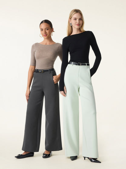Women's Slimming High Rise Wide Leg Trousers for Workdays