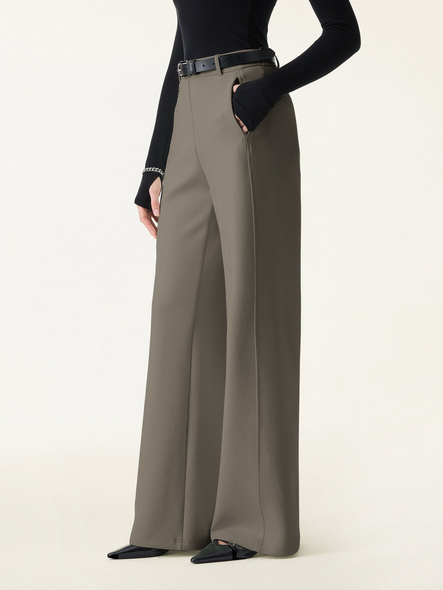 Women's Slimming High Rise Wide Leg Trousers for Workdays