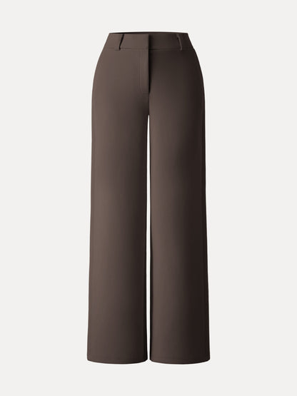 Women's Stretchy Wide-Leg Trousers with Fly-Front for Work