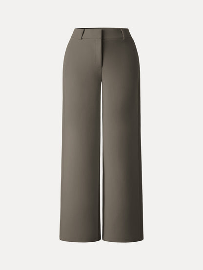 Women's Stretchy Wide-Leg Trousers with Fly-Front for Work