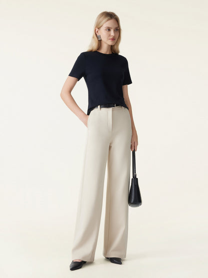 Women's Stretchy Wide-Leg Trousers with Fly-Front for Work