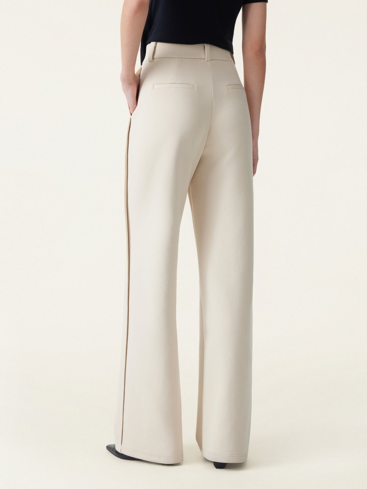 Women's Stretchy Wide-Leg Trousers with Fly-Front for Work