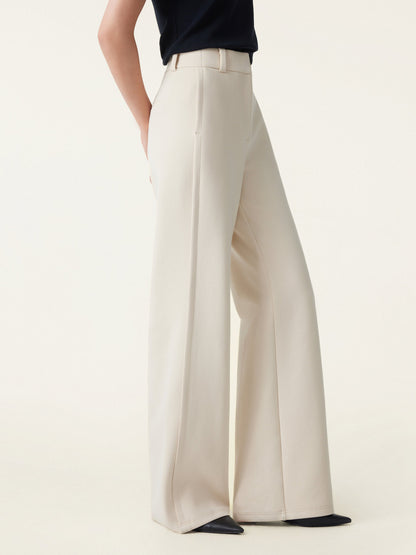 Women's Stretchy Wide-Leg Trousers with Fly-Front for Work