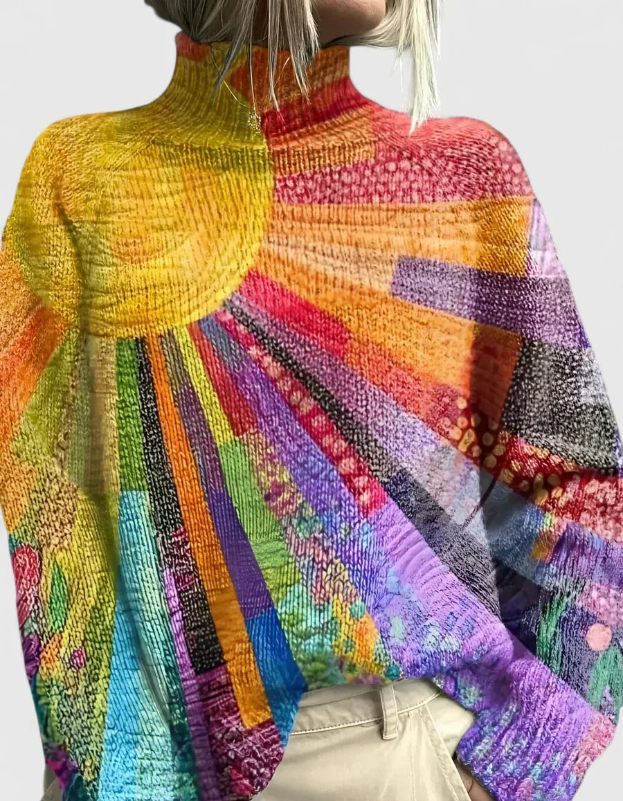 Women's Sweater Cozy Knit with Relaxed Turtleneck