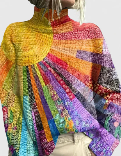 Women's Sweater Cozy Knit with Relaxed Turtleneck