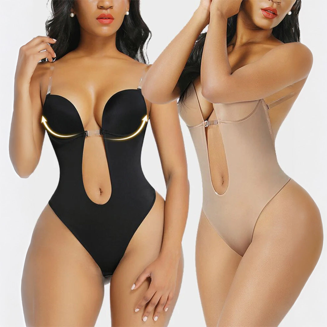 Women's Thong Bodysuit with Built-in Bra for Backless