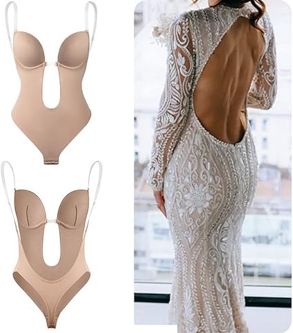 Women's Thong Bodysuit with Built-in Bra for Backless