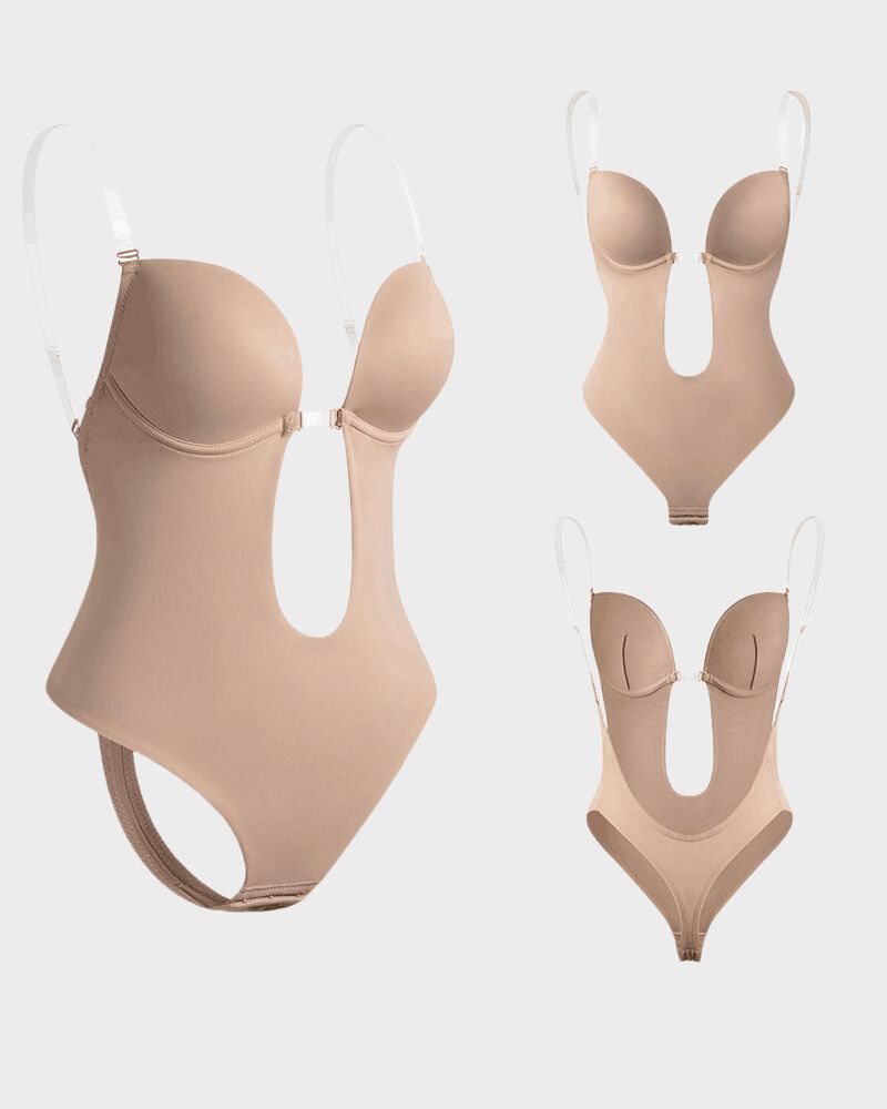 Women's Thong Bodysuit with Built-in Bra for Backless