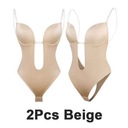 Women's Thong Bodysuit with Built-in Bra for Backless