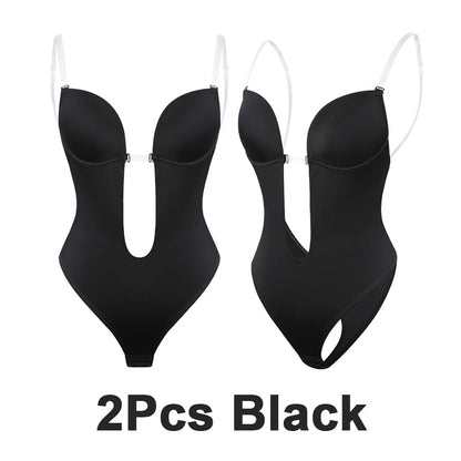 Women's Thong Bodysuit with Built-in Bra for Backless