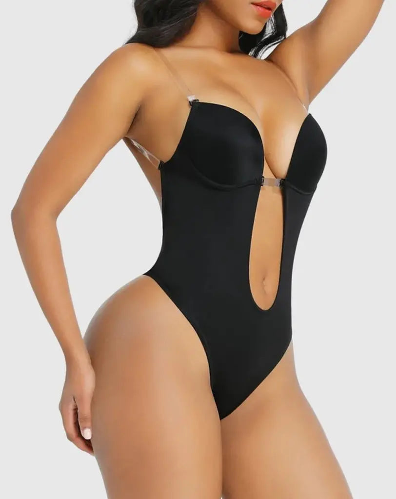 Women's Thong Bodysuit with Built-in Bra for Backless