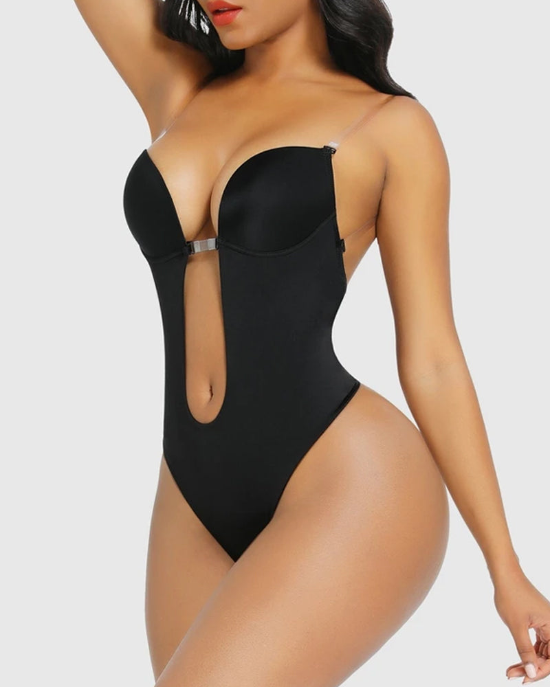 Women's Thong Bodysuit with Built-in Bra for Backless