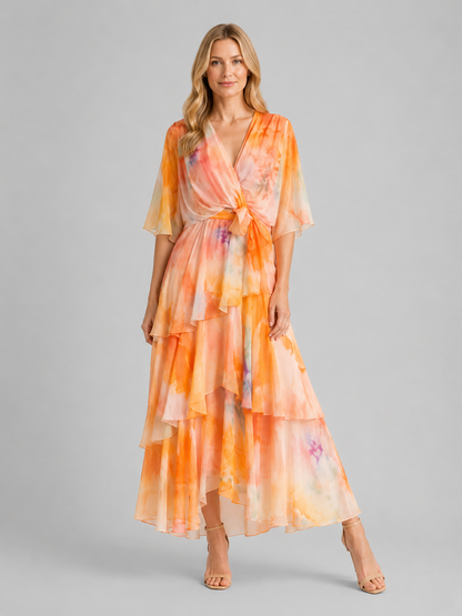 Women's Tiered Maxi Dress with Flowing Silhouette for Weddings