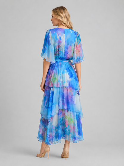 Women's Tiered Maxi Dress with Flowing Silhouette for Weddings