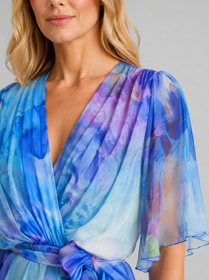 Women's Tiered Maxi Dress with Flowing Silhouette for Weddings