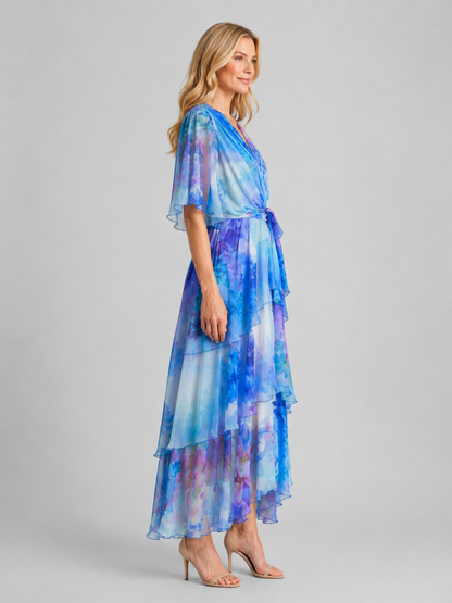 Women's Tiered Maxi Dress with Flowing Silhouette for Weddings