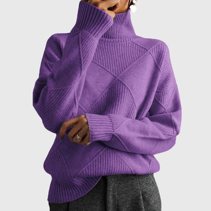 Women's Turtleneck Sweater Geometric Pattern for Casual