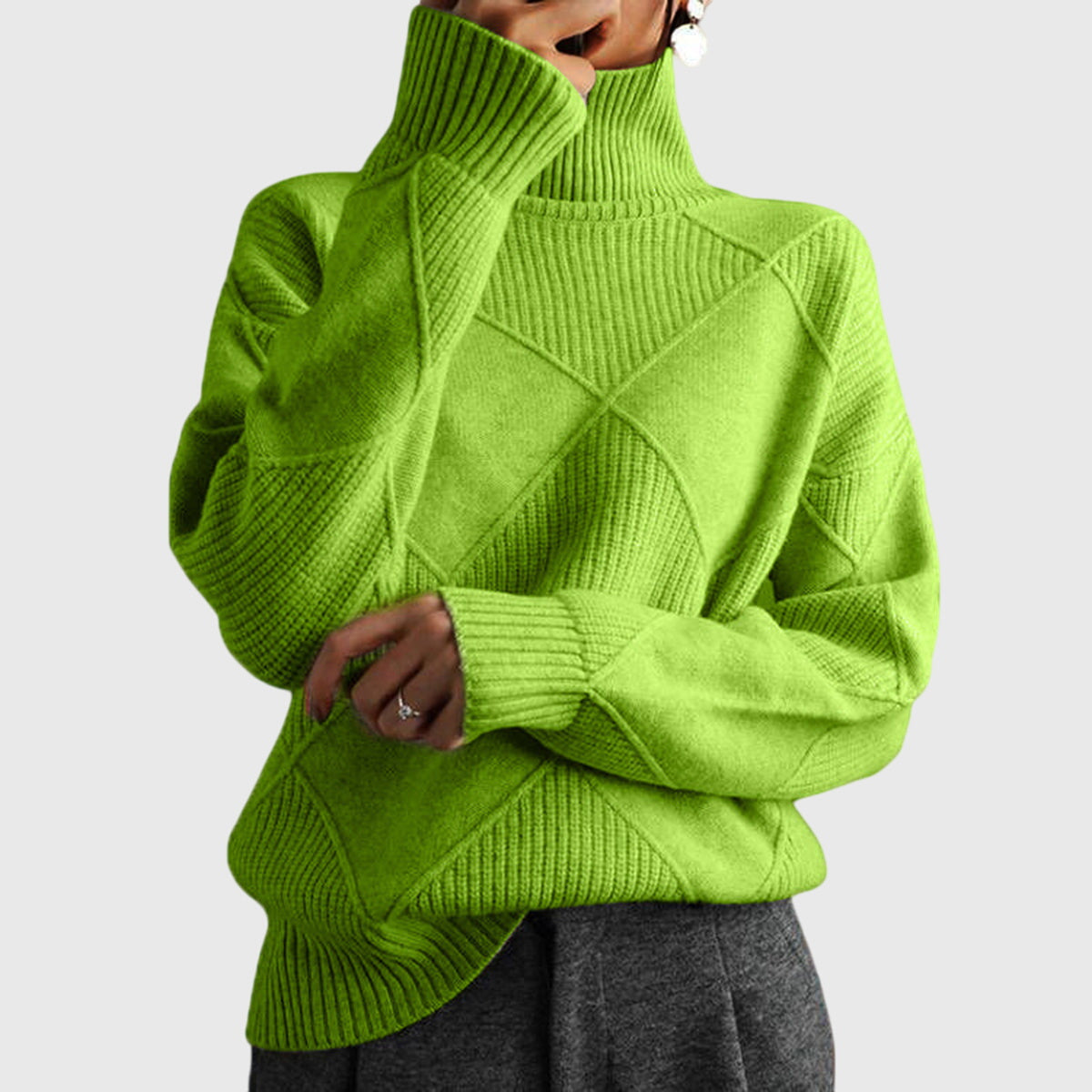 Women's Turtleneck Sweater Geometric Pattern for Casual