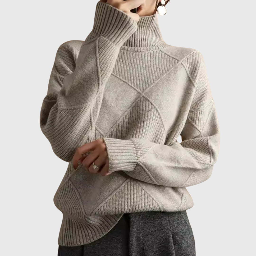Women's Turtleneck Sweater Geometric Pattern for Casual