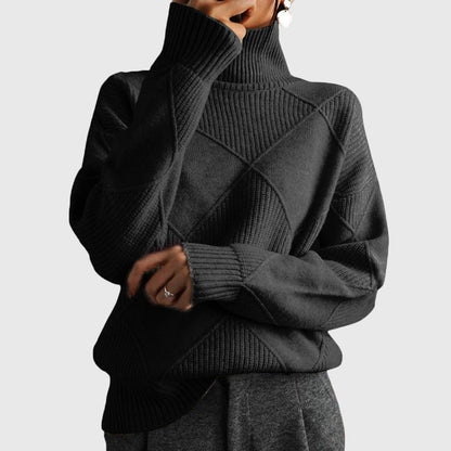 Women's Turtleneck Sweater Geometric Pattern for Casual