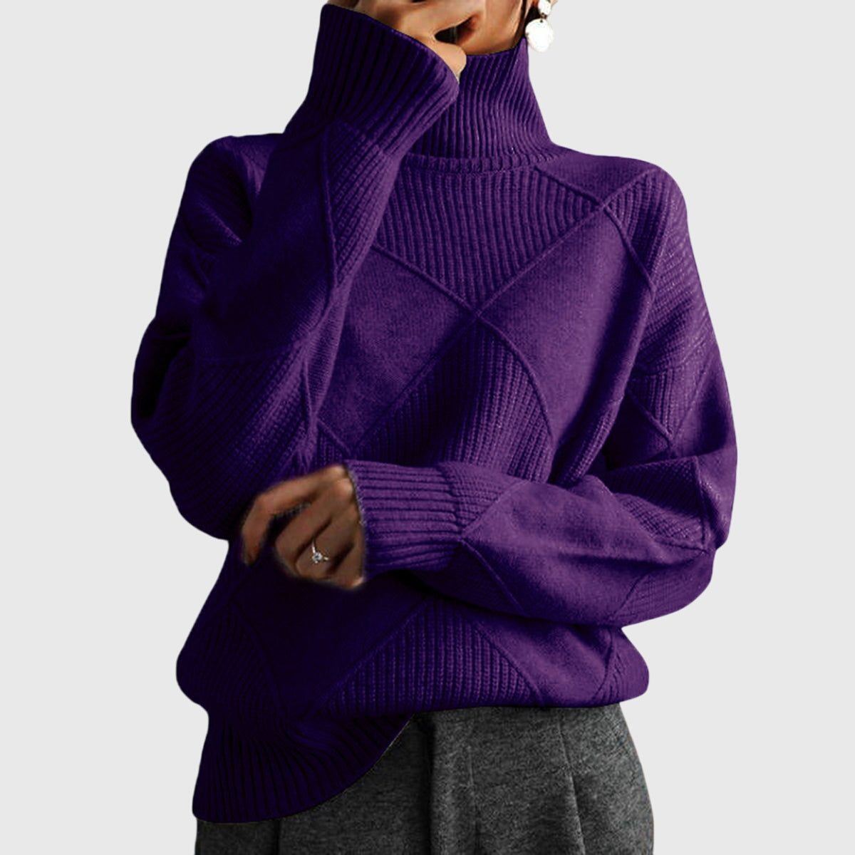 Women's Turtleneck Sweater Geometric Pattern for Casual