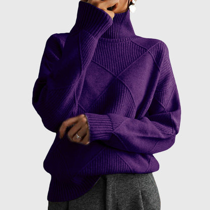 Women's Turtleneck Sweater Geometric Pattern for Casual