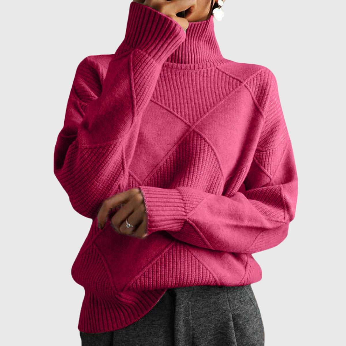Women's Turtleneck Sweater Geometric Pattern for Casual