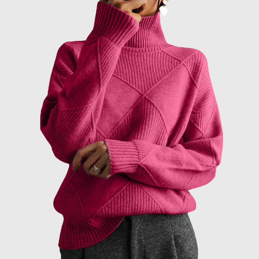 Women's Turtleneck Sweater Geometric Pattern for Casual