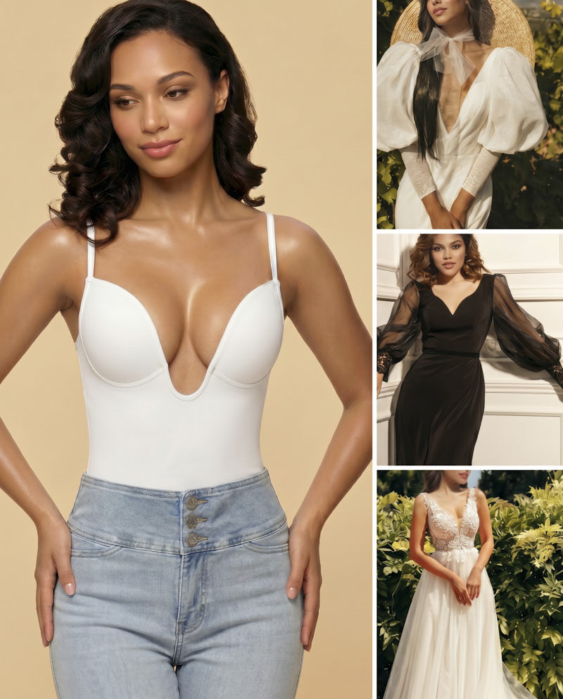 Women's U Plunge Strapless Bodysuit for Bridal Wear