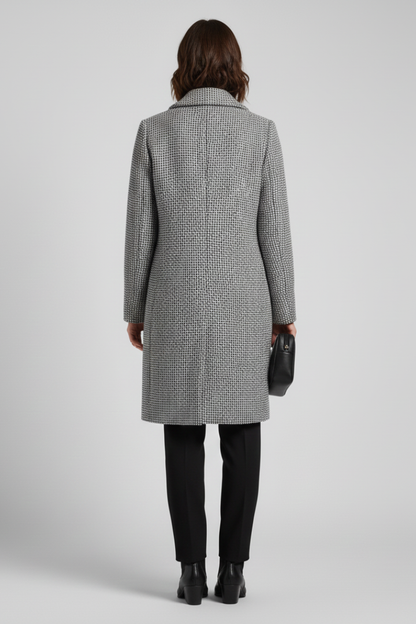 Women's Woven Coat with Blazer Collar Detail for Work