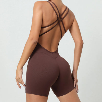 Women's Yoga Jumpsuit with Crisscross Back for Studio