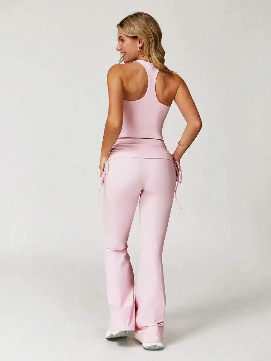 Women's Yoga Set with Vest and Flared Pants for Yoga