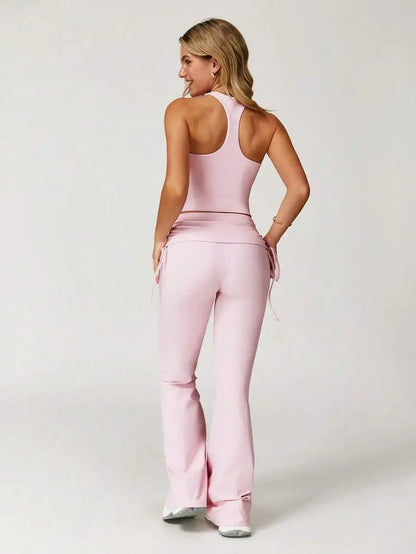 Women's Yoga Set with Vest and Flared Pants for Yoga