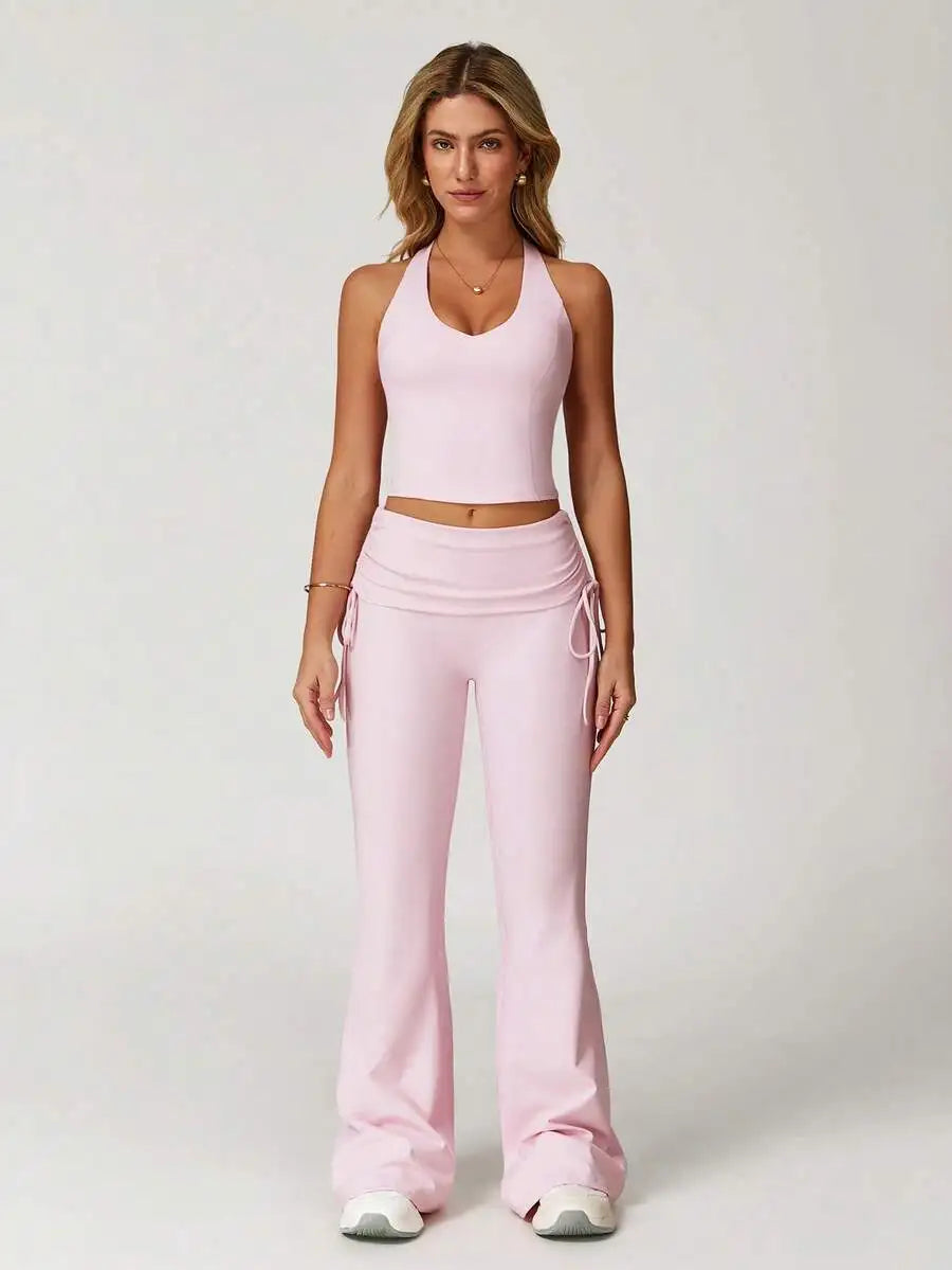 Women's Yoga Set with Vest and Flared Pants for Yoga