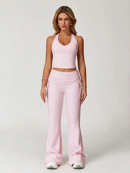 Women's Yoga Set with Vest and Flared Pants for Yoga