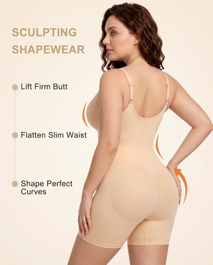 Women's Zip Front Bodysuit with Tummy Control for Smoothing