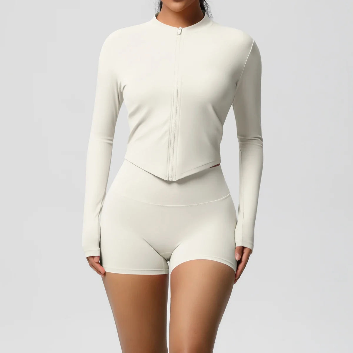 Women's Zipper Jacket Set with Curve-Hugging Fit for Gym